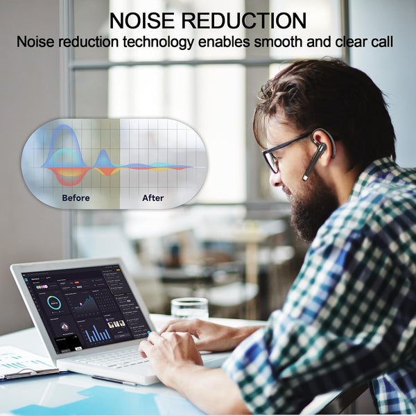 Bluetooth Headset,Wireless Bluetooth Earpiece with 500mAh Charging Case 80 Hours Talking Time，V5.1 Hands-Free Earphones with Built-in Mic for