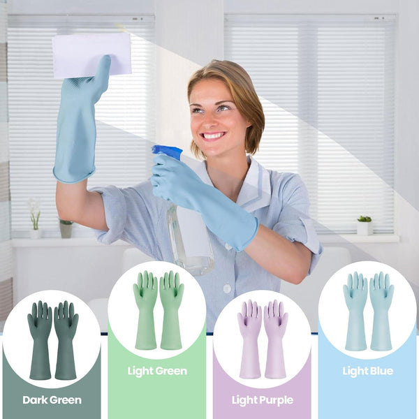 Jsocoah Cleaning Gloves for Dishwashing, 4/5 Pairs Reusable Kitchen Gloves for Wash, Household Cleaning Glove for Dishes Pet Multicolor-4 Pairs