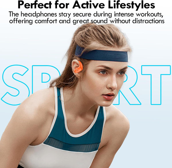 kurdene Wireless Earbuds Bluetooth Headphones Sport Over Ear Buds 60Hrs Orange