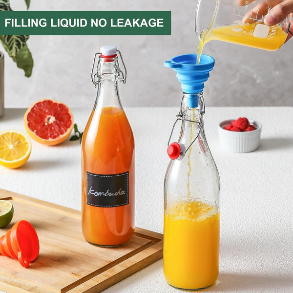 8 Pack [1 Liter / 33 Fl. Oz.] Swing Top Glass Bottles W/ Airtight Stopper Lids â Flip Top Brewing Bottle for Fermentation, Kombucha, Mead,