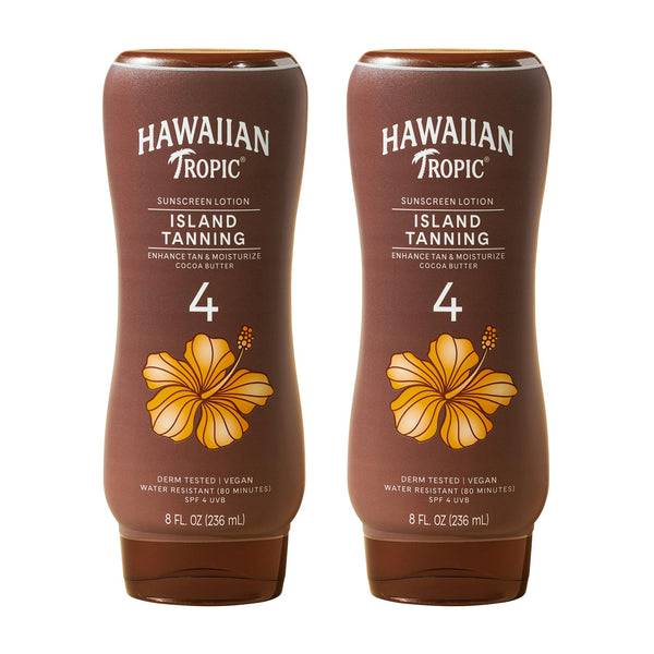 Hawaiian Tropic Island Tanning Lotion, SPF 4, Twin Pack 8 Ounce (Pack of 2)