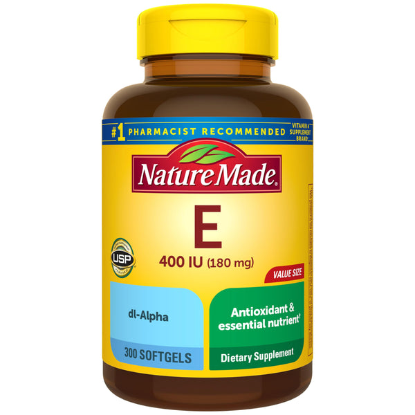 Nature Made Vitamin E 180 mg (400 IU) dl-Alpha, 300 Softgels 300 Count (Pack of 1)