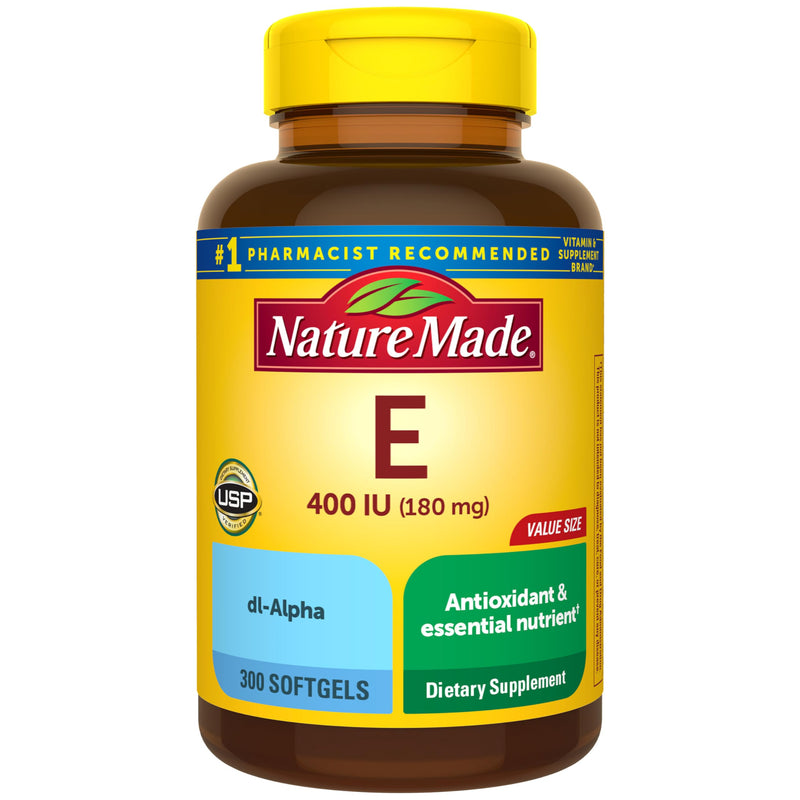 Nature Made Vitamin E 180 mg (400 IU) dl-Alpha, 300 Softgels 300 Count (Pack of 1)