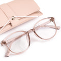 miyya Blue Light Blocking Glasses Women, Fashion Round Transparent Anti Blue Light Glasses with Anti Eyestrain & UV Glare *Flesh Pink Clear