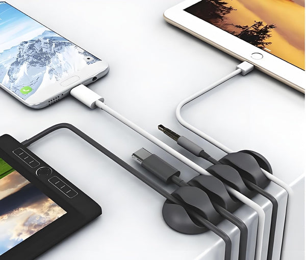 Ohill 16-Pack Black Cord Organizer - Adhesive Cable Clips Holder for Desk, Wall, Car - Wire Management Clips for Iphone Charger, USB, Computer