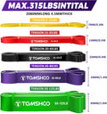 TOMSHOO 5 Packs Pull up Assist Bands, Resistance Bands with Straps Handles and Door Anchor, Stretch Bands,Exercise Bands with Guide for Fitness
