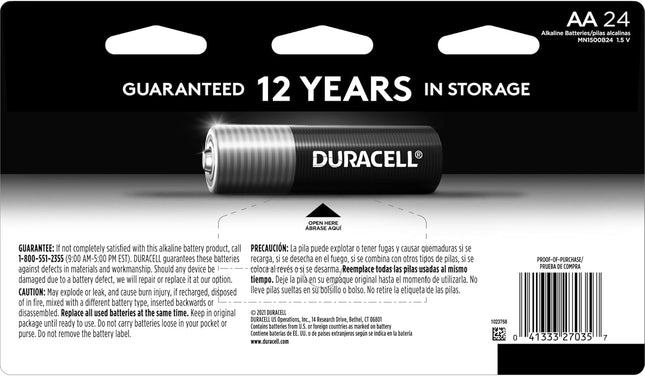 Duracell Coppertop AA Batteries with Power Boost Ingredients, 24 Count Pack Doub
