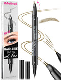 Imethod Curved Eyebrow Pen - Eyebrow Pencil, Brow Pencil 2-In-1 Dual-Ended Microblading Eyebrow Pen with Micro-Fork-Tip and Precise Brush-Tip