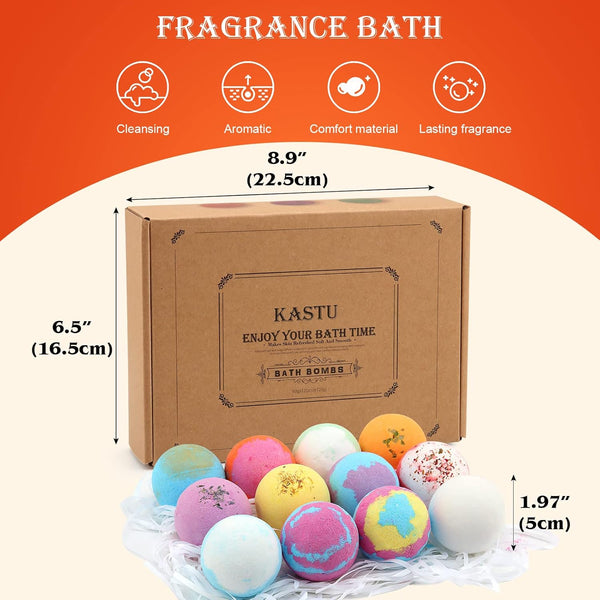 Bath Bombs Salt Balls,12 PCS Gift Set,Vanilla Menthol Rose Extract Essential Oils,Moisturizing Dry Skin,Fizzy Spa,Relaxing,Bubble Bath Bomb Gifts