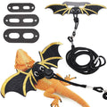 3 Size Pack Bearded Dragon Leashes and Harnesses, Bearded Dragon Harness, Soft Leather Detachable Adjustable Reptile Lizard Wing Leash (Black)