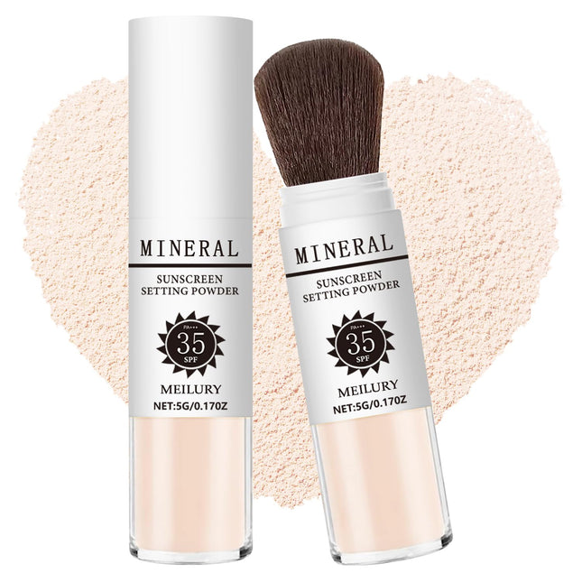 Sunscreen Setting Powder SPF 35, Mineral Brush Powder for Face & Scalp, Oil Cont
