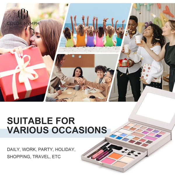Color Nymph Makeup Kit for Women Full Kit Makeup Gift Set All in One Makeup Kit with 24 Colors of Eyeshadow, Makeup Brushes, Lip Glosses, Eyeliner