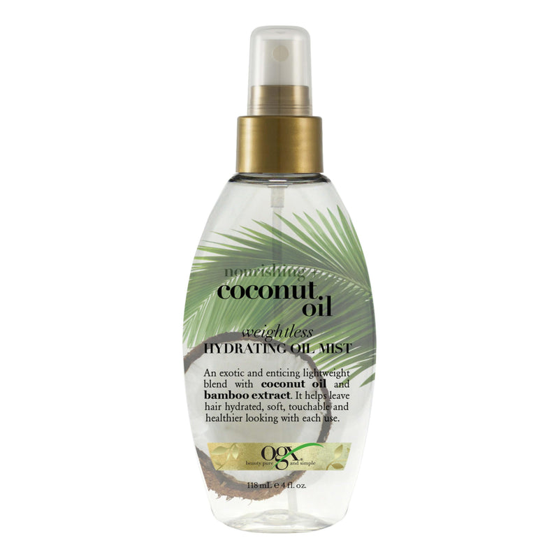 OGX Nourishing + Coconut Oil Weightless Hydrating Oil Hair Mist, Lightweight Leave-In Hair Treatment with Coconut Oil & Bamboo Extract, Paraben &