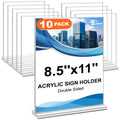 EHWINE Acrylic Sign Holder 8.5 x 11, 10 Pack Double-Sided Stand up Table Top Sign Holders, Clear Acrylic Picture Frame Menu Flyer Paper Holder