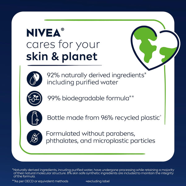 NIVEA MEN Maximum Hydration Body Wash for Dry Skin, Aloe Vera Enriched, 3-in-1 Moisturizing Body Wash, Face and Hair, Paraben Free, Vegan Formula,