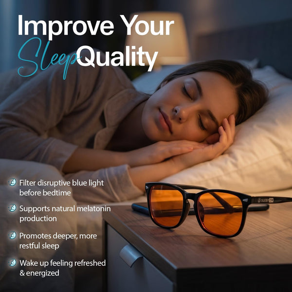 Sleep ZM Blue Light Blocking & Light Sensitivity Glasses with 14 Lens Types 1 Voyager Frame - Sleep Aid Orange Lens