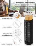 Nefeeko 32 oz Glass Water Bottles with Straw, Time Marker, Motivational 1 Liter BPA FREE Leakproof Reusable Glass Water Bottle with Silicone