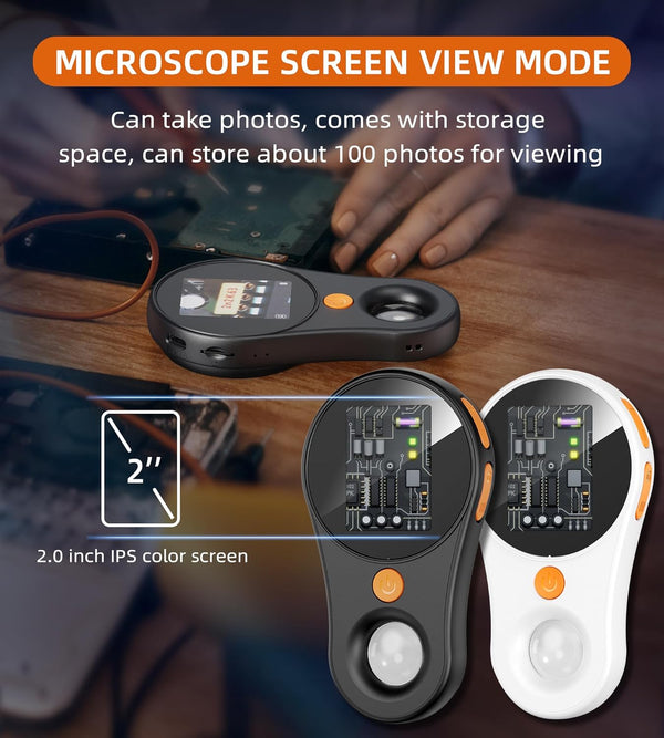Digital Microscope Handheld 2.0 Inch IPS Color Screen,Portable Digital Magnifying Glass 500X,Marco Microscope for Kids,Built-In 8LED Lights,Usb