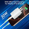 30W USB C Fast Charger Compatible Iphone 16/16 Plus/16 Pro/16 Pro Max/Iphone 15/15 Pro Max/Ipad Pro/Airpods, PD USBC Fast Charging Block Wall Plug