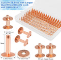 Junesunshine 154Pcs Copper Rivets for Leather, 2 Smooth Leather Rivets without Pattern, Pure Copper Rivets and Burrs for Leather Work Jeans