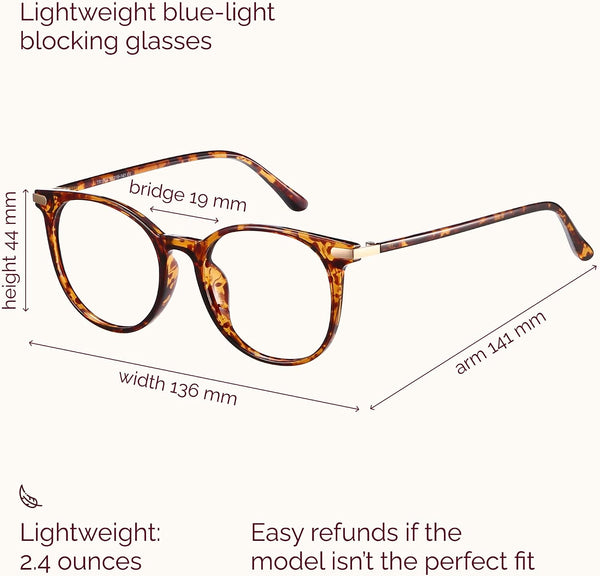Gaoye Blue Light Blocking Glasses, Retro Round Eyewear Frame Anti Eyestrain Computer Glasses for Women Men (Tea Leopard/Transparent Lens) Tea