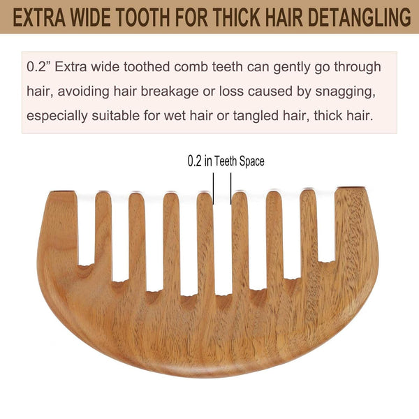 Wooden Comb, Wide Tooth Comb for Scalp Massage & Distribute Oils | No Statics Green Sandalwood Scalp Comb, Reduce Hair Loss Caused by Static, with