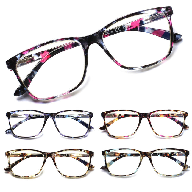 SIGVAN Ladies Reading Glasses Blue Light Blocking Spring Hinge Fashion Pattern P