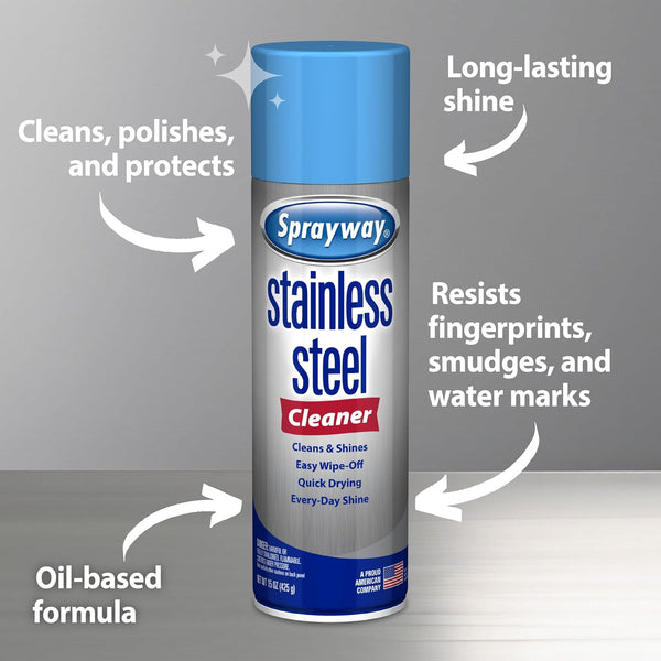 Sprayway Water-Based Stainless Steel Cleaner, 15 Fl Oz (Pack of 1) 15 Ounce (Pack of 1)