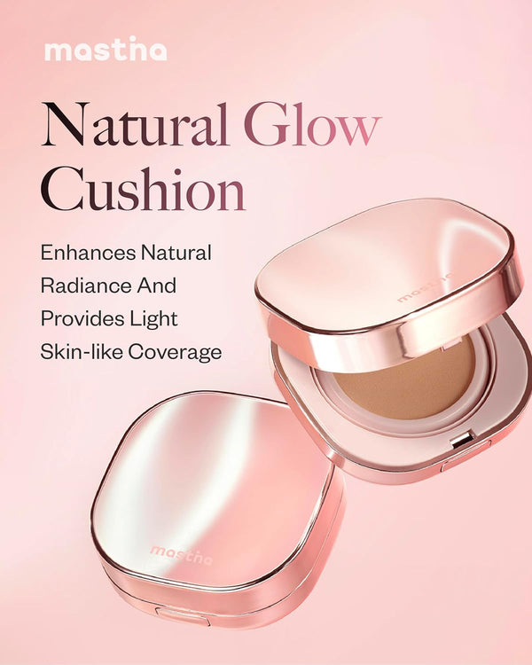 Mastina Natural Glow Cushion with Mastic Gum, 23 Color, 15G - Lightweight Foundation for Radiant and Hydrated Skin, Smooth Finish with No Greasy Shine