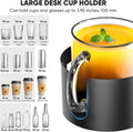 OOKUU Anti-Spill Large Desk Cup Holder Clamp, Metal Table Cup Holder(Black) Black 3.95 inch 1
