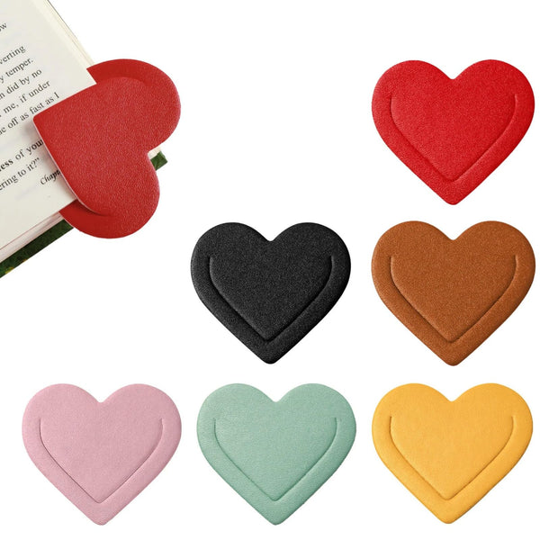 6 Pieces Leather Heart Bookmarks, Cute Corner Page Bookmark, Book Marks Reading Gifts for Women Teachers Students, Book Lovers Accessories for