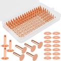 Junesunshine 154Pcs Copper Rivets for Leather, 2 Smooth Leather Rivets without Pattern, Pure Copper Rivets and Burrs for Leather Work Jeans