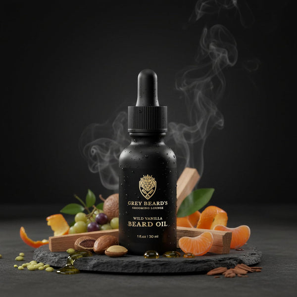 Grey Beard's Grooming Lounge Wild Vanilla Beard Oil for Men 1 fl oz - Natural Leave-In Conditioner with Jojoba Argan and Grapeseed Oils