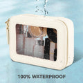 Prite Clear Makeup Bag Travel Cosmetic Organizer Toiletry Case for Women Beige Standard - Single Layer