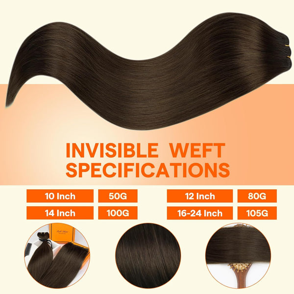 Full Shine Weft Hair Extensions Human Hair Color Dark Brown Hair Extensions Remy Straight Hair Weft Extensions Sew in Human Hair for Women