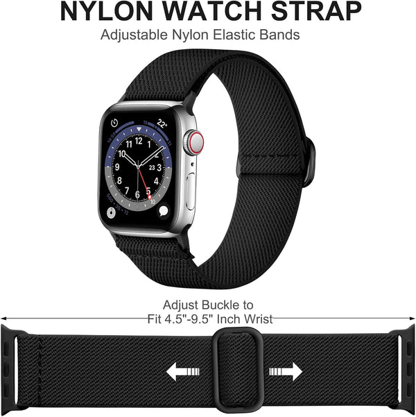 Adorve Stretchy Band Compatible with Apple Watch Bands Ultra 3/2/1 49mm 46mm 45mm 44mm 42mm 41mm 40mm 38mm Men Women, Soft Nylon Elastic Braided