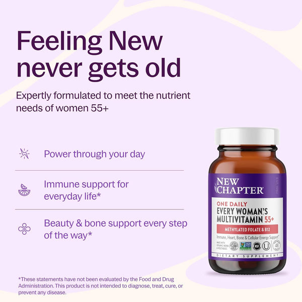 New Chapter Women'S Multivitamin 50 plus for Cellular Energy, Heart & Immune Support with 20+ Nutrients + Astaxanthin - Every Woman'S One Daily