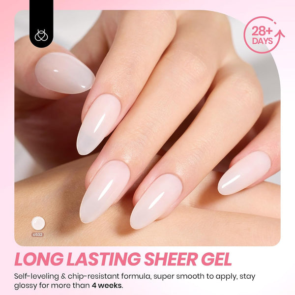 Beetles Jelly Gel Nail Polish Set - Ballet Dress Gel Polish, 6 Colors Milky Pink Nude Pink Sheer Gel Nail Kit Transparent Effect Soak Off UV DIY