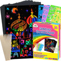 ZMLM Rainbow Scratch Paper Art Crafts, 100PCS Rainbow Scratch Paper Art for 3 4 5 6 7 8 9 Years Old Girls Boys, Arts and Crafts for Kids 4-6,