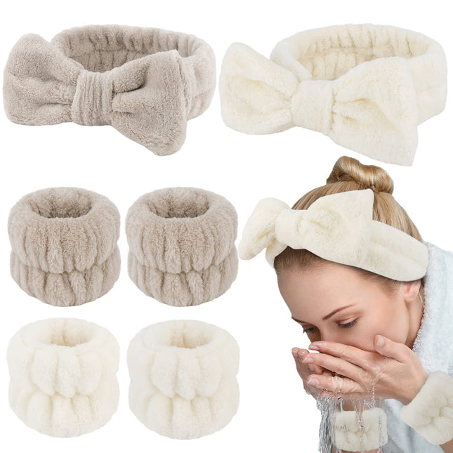 WHAVEL 6PCS Spa Headband and Wristband Set, Face Wash Headband Makeup Skincare H