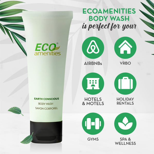 ECO Amenities Travel Size Body Wash Bulk - Hotel Supplies for Guests - Great for Vacation Rental and Airbnb Toiletries - Body Wash for Men & Women