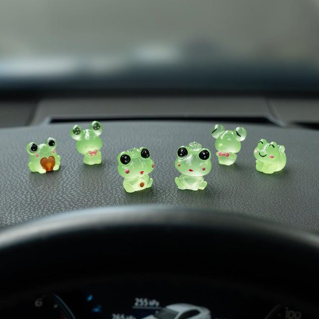 Luminous Frog Car Dashboard Decor, 6PCS Fun Frog Car Dash Decorations Rear View 
