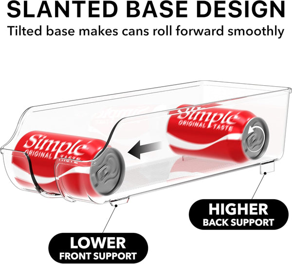 Simple Houseware Soda Can Organizer for Pantry / Refrigerator, Clear, Set of 2