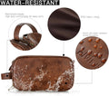 Elviros Toiletry Bag for Men PU Leather Dopp Kit (Large, Dark Brown) | Water-Resistant Travel Organizer for Bathroom Toiletries, Shaving Tools,