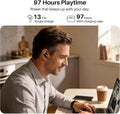 TOZO T20 Wireless Earbuds Bluetooth Headphones 48.5 Hrs Playtime with LED Digital Display, IPX8 Waterproof, Dual Mic Call Noise Cancelling 10Mm