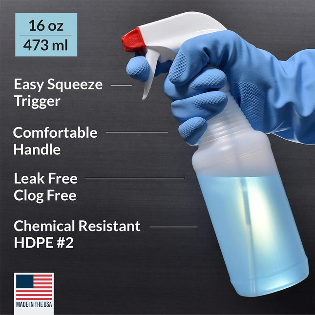 Pinnacle Mercantile Plastic Spray Bottles USA Made 4 Pack 16 Oz Heavy Duty No Le