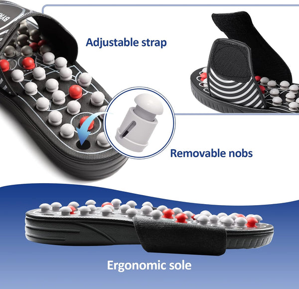 BYRIVER Foot Reflexology Tools Pressure Point Massage Mat Slippers Slides Sandals Shoes, Back Knee Feet Arch Heel Pain Tension Relief Products,