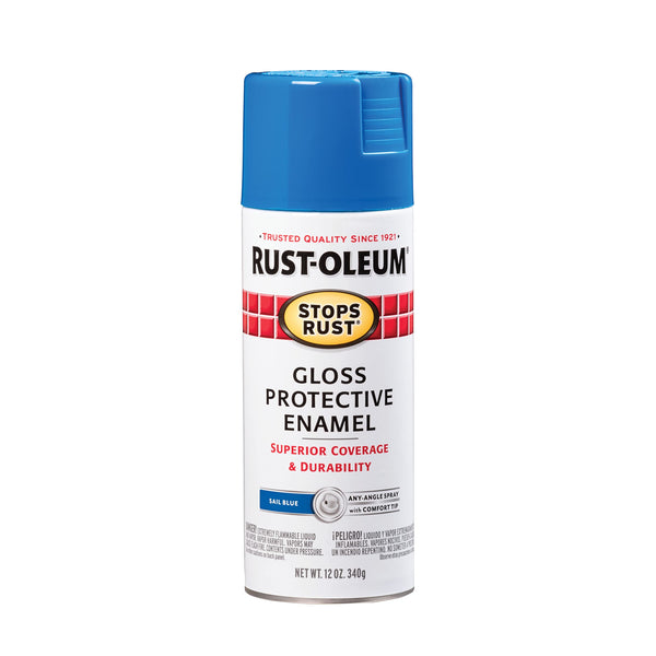 Rust-Oleum 7724830 Stops Rust Spray Paint, 12 oz, Gloss Sail Blue Gloss Sail Blue 12 Ounce (Pack of 1) Gloss