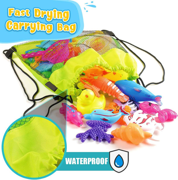 Goody King Magnetic Fishing Game Pool Party Pole Rod Net - Bathtub Outdoor Indoor Carnival Party Water Table Fish Toys Age 3-5 6 4-8 (Large)
