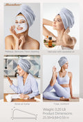 Hicober Microfiber Hair Towel Wrap for Women, Purple Blue Grey, 3-Pack Blue,grey,purple Large